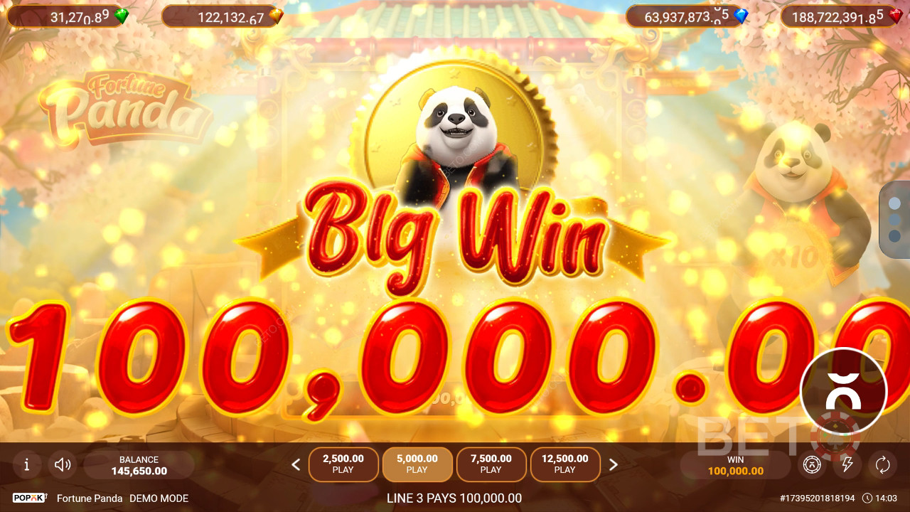 Vinn 2 500 gånger din insats i Fortune Panda Slot Online!