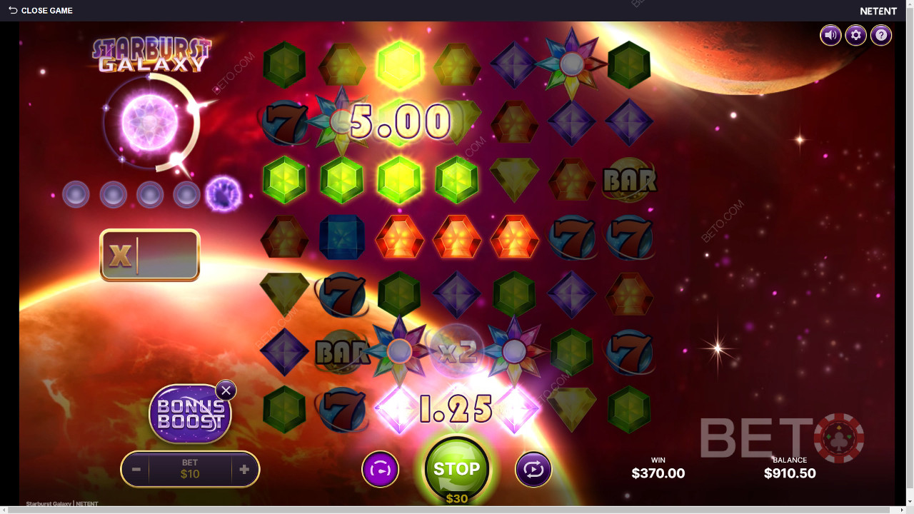 Bonusfunktioner förklaras i Starburst Galaxy av NetEnt