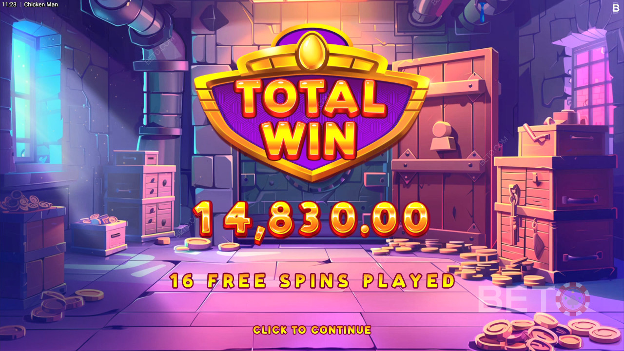 Vinn 12 500 gånger din insats i Chicken Man Video Slot!