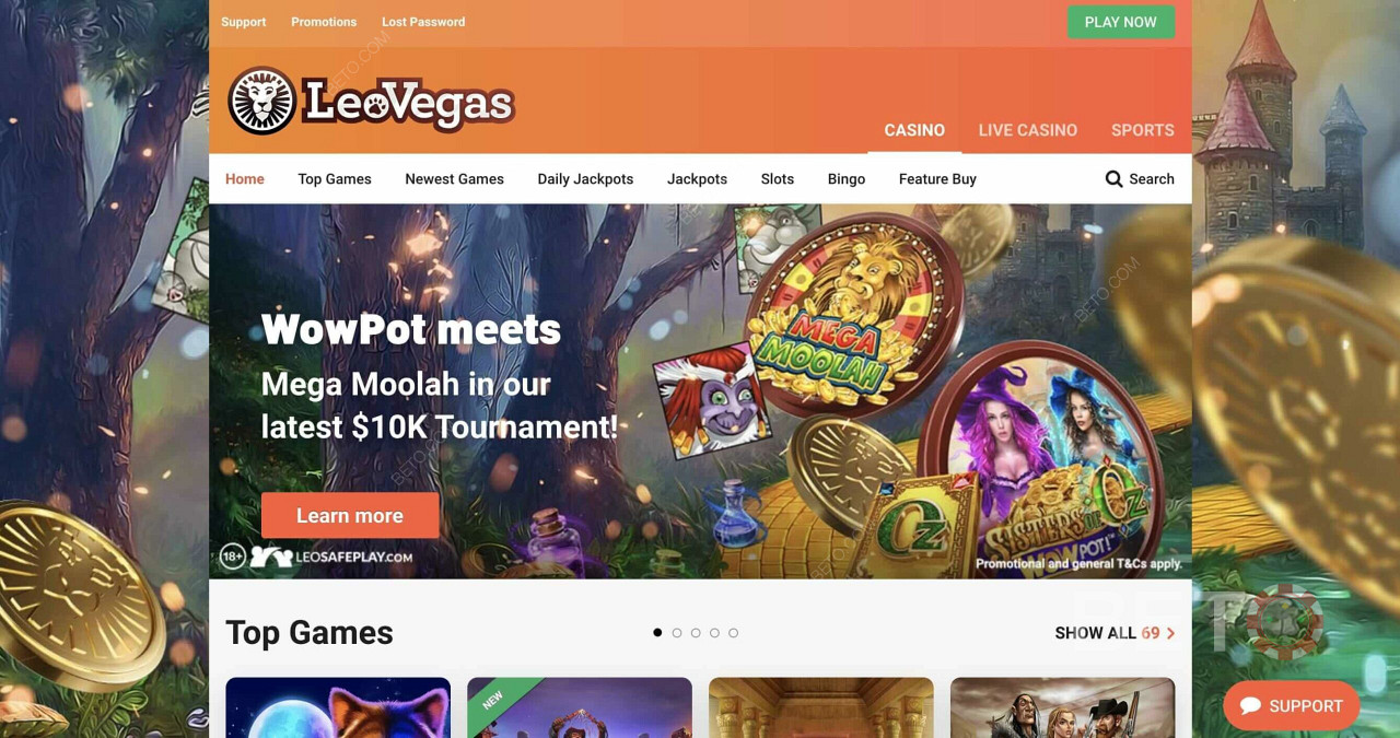 LeoVegas - ett igenkännbart och vackert kasino