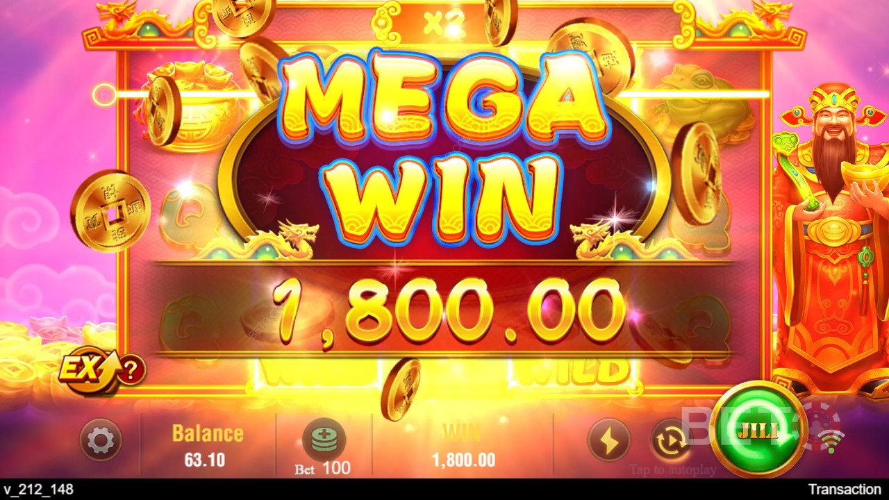 Vinn 6 750 gånger din insats i Jili Caishen-spelautomaten!