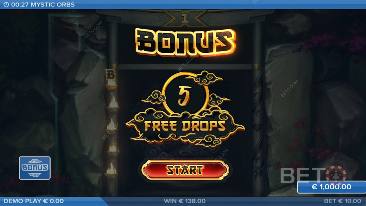 Få 5 Orb-symboler för att aktivera bonusspelet och få 5 Free Spins.