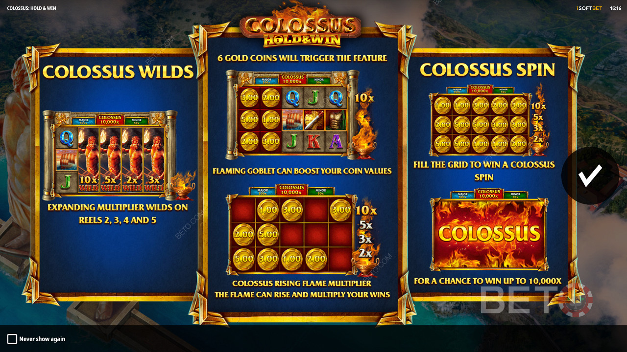 Njut av Colossus Wilds, Respins och Jackpots i Colossus: Hold and Win slot