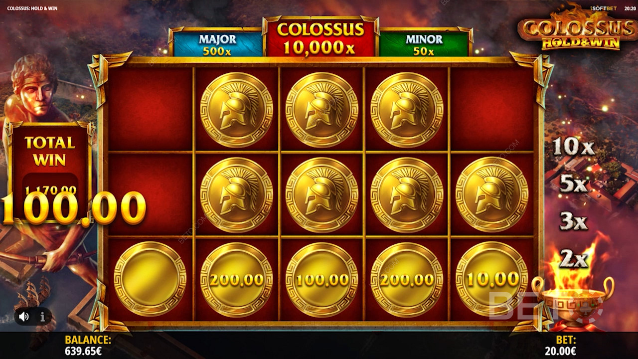 Få kontanta belöningar i form av guldmynt i Hold and Win-funktionen.