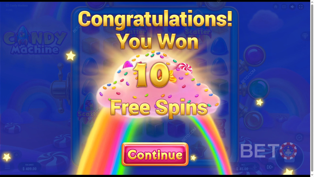Vinn 15 000 gånger din insats i Candy Machine Online Slot!