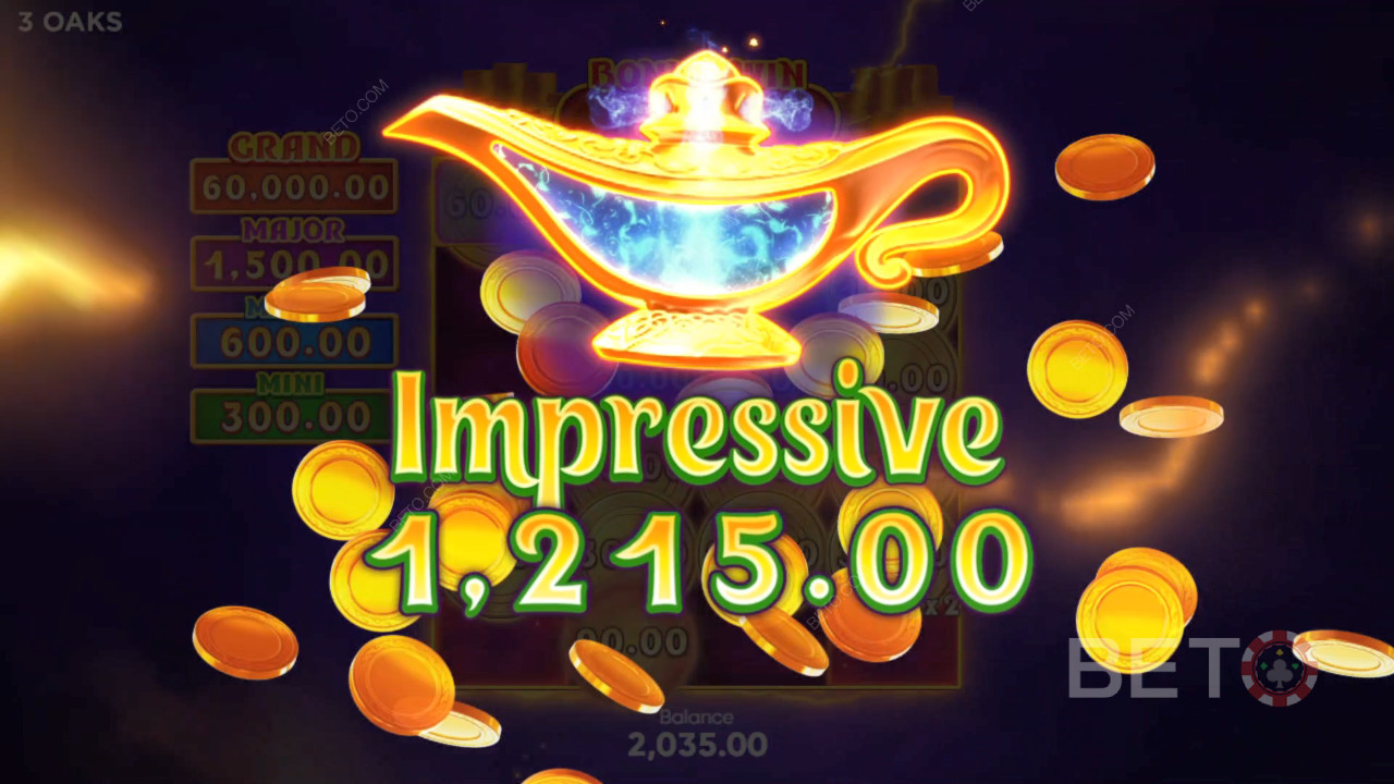 Vinn 2 000 gånger din insats i Coin Lamp-spelautomaten!
