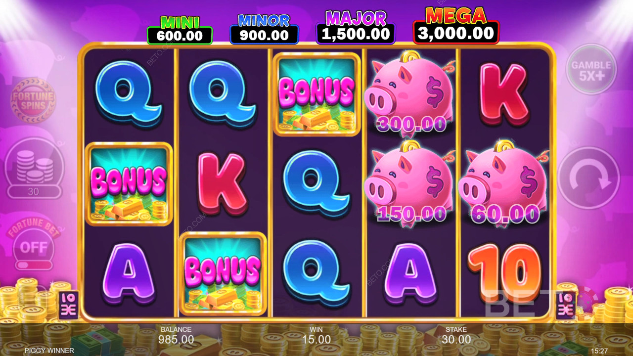 Bonusfunktioner förklaras i Piggy Winner av Inspired Gaming