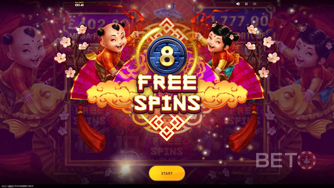 Njut av 8 Free Spins genom att få 3 bonussymboler på rullarna 1, 3 och 5.
