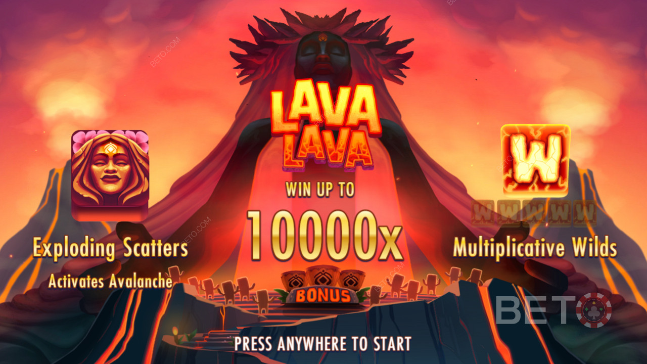 Njut av exploderande Scatter-symboler, Wild-multiplikatorer och laviner i spelautomaten Lava Lava