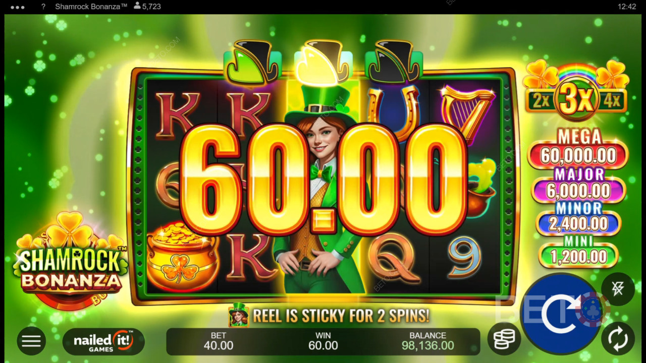 Vinn 5 340 gånger din insats i spelautomaten Shamrock Bonanza!