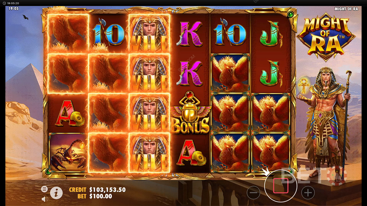 Få en massa Wilds och vinn stora vinster i den här casinospelautomaten med tema från det gamla Egypten.