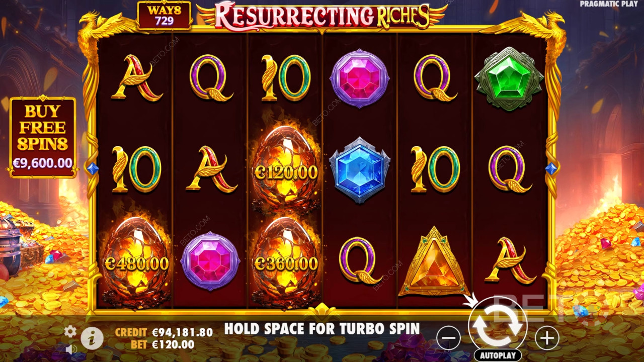 Vinn 4 000 gånger din insats i Resurrecting Riches Slot!