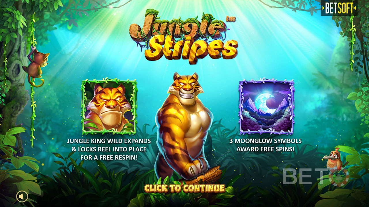 Njut av expanderande Wilds, Respins och Free Spins i spelautomaten Jungle Stripes