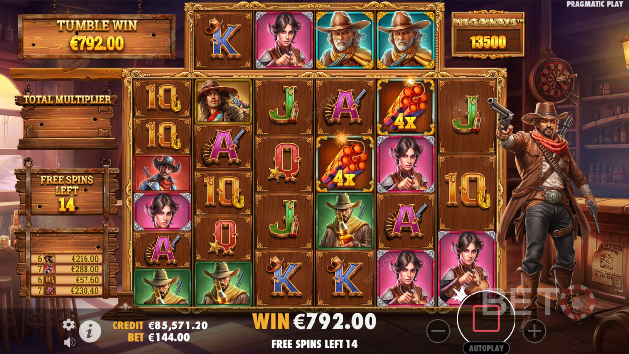 Vinn 5 000 gånger din insats i Bandit Megaways-spelautomaten online!