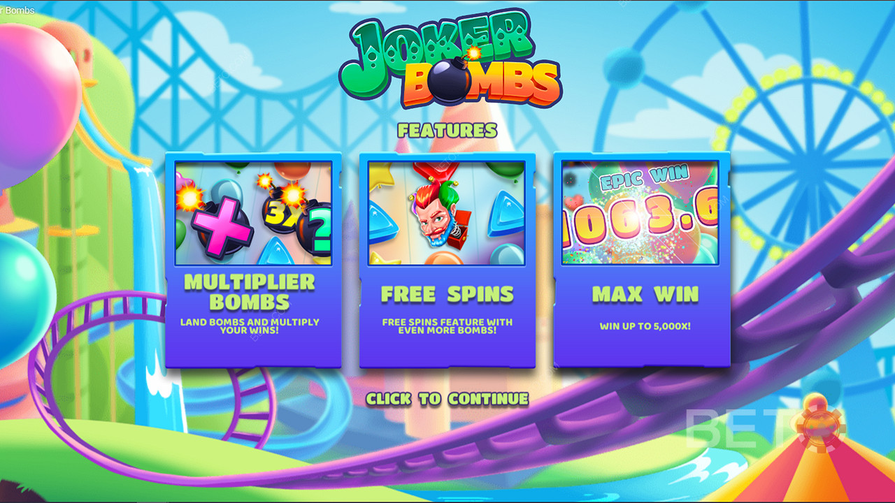Njut av Multiplier Bombs, Free Spins och mycket mer i Joker Bombs spelautomat.