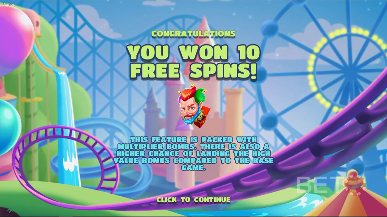 Multiplikatorbomber med högre värden dyker ofta upp under Free Spins.