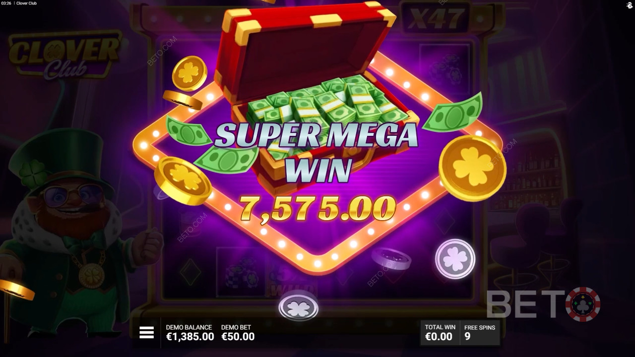 Vinn 12 000 gånger din insats i Clover Club Slot!