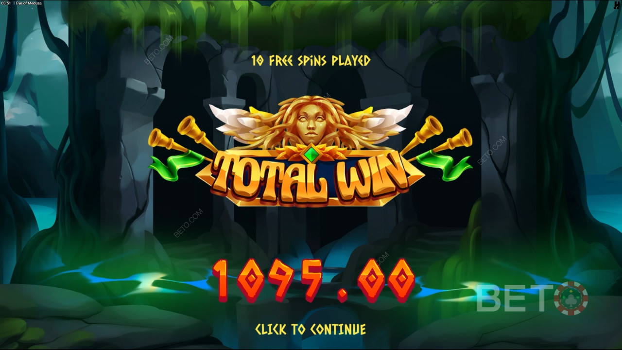 Vinn 10 000 gånger din insats i Eye of Medusa Slot Online!