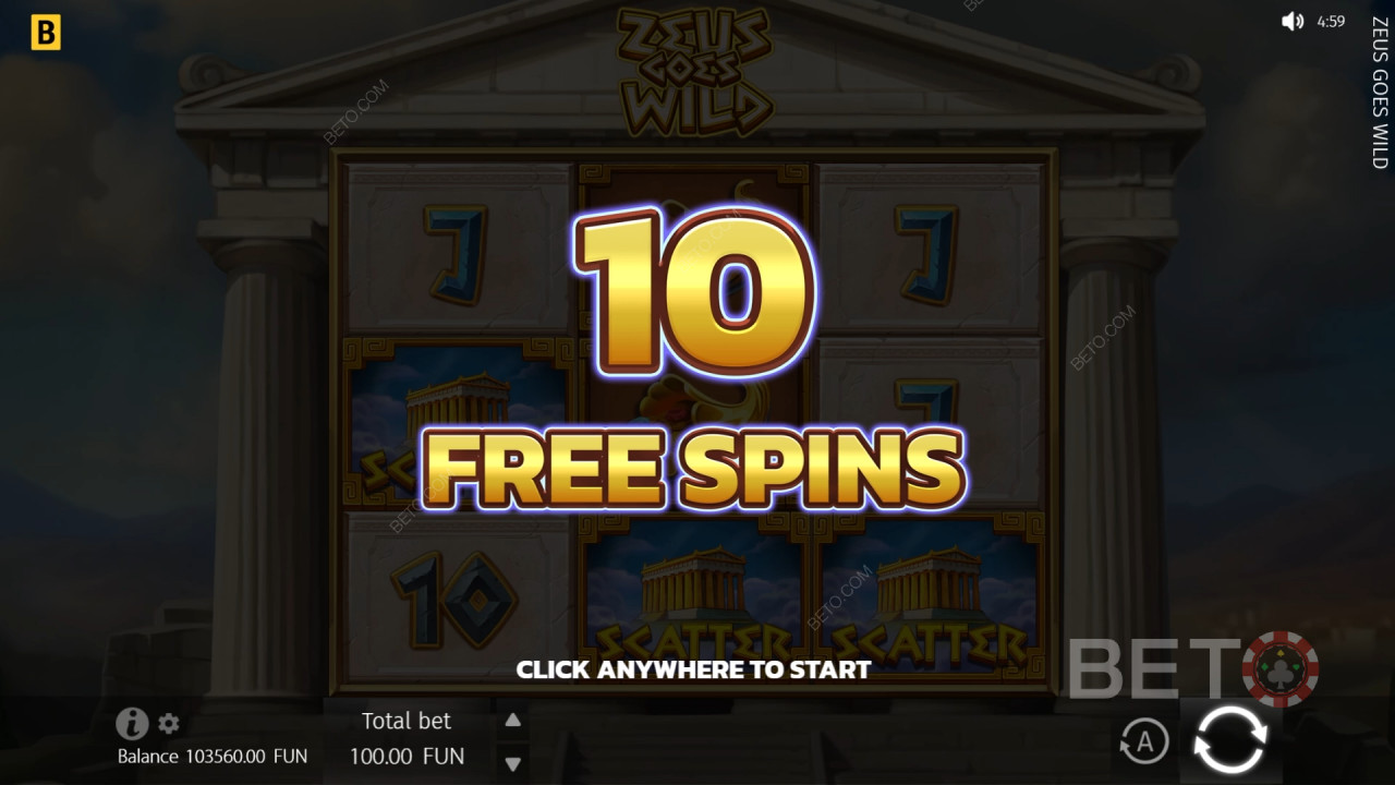 Bonusfunktioner förklaras i Zeus Goes Wild av BGaming