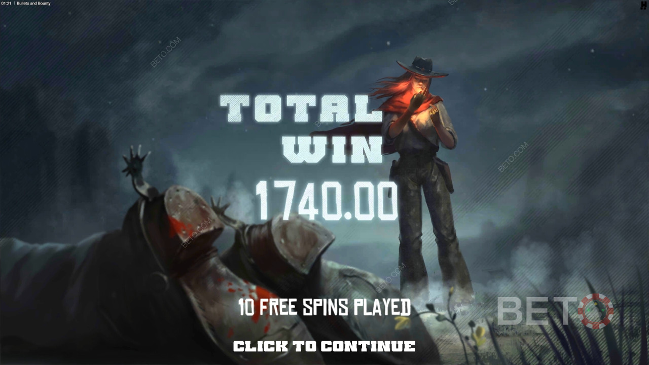 Vinn 20 000 gånger din insats i spelautomaten Bullets and Bounty!