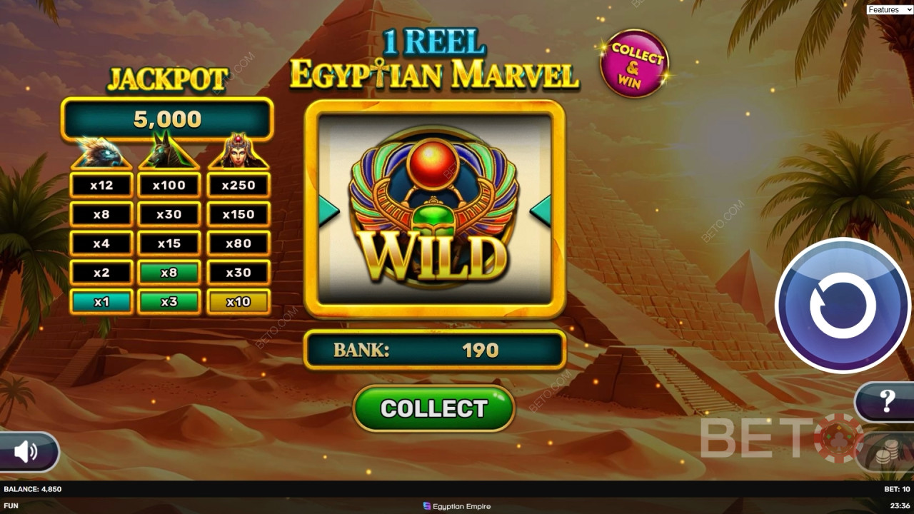 Bonusfunktioner förklarade i 1 hjul - Egyptisk Marvel by Spinomenal