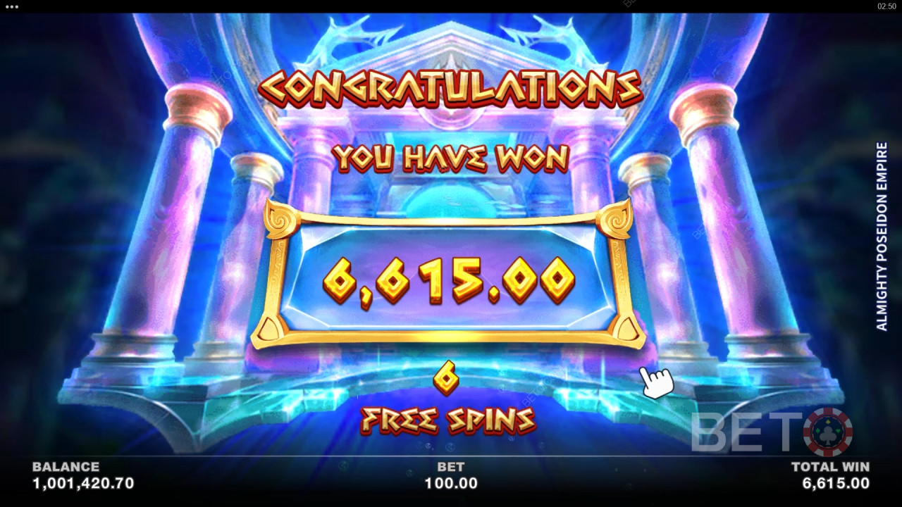 Vinn 2 500 gånger din insats i den allsmäktiga Poseidon Empire Online Slot!