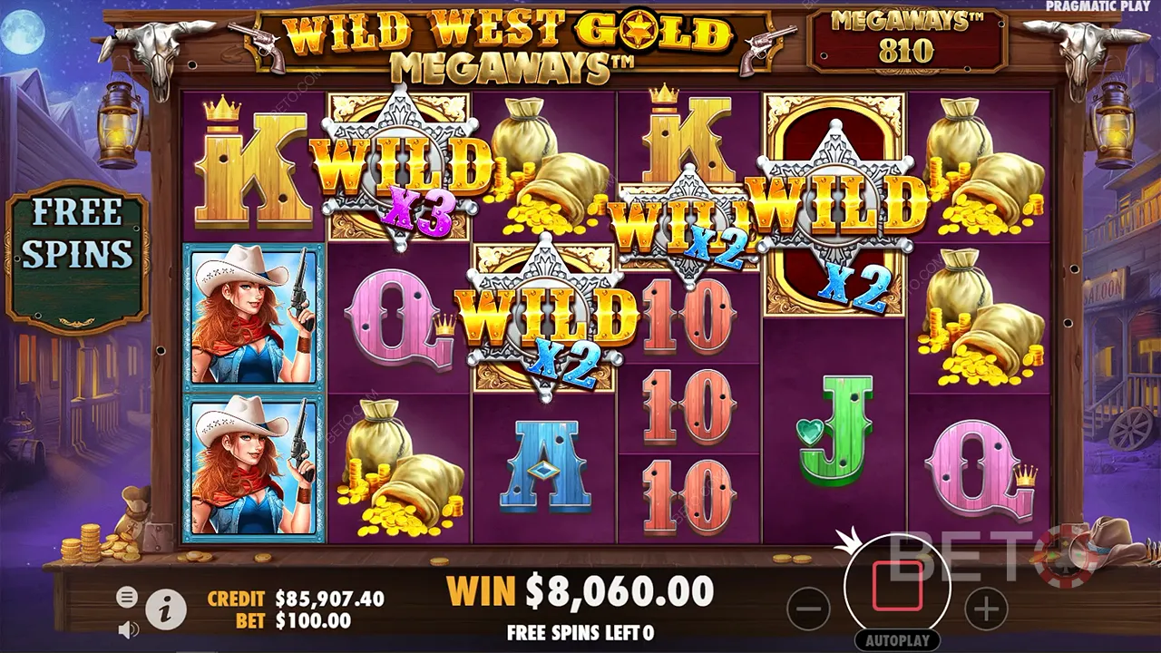 Spelet på Wild West Gold Megaways spelautomat