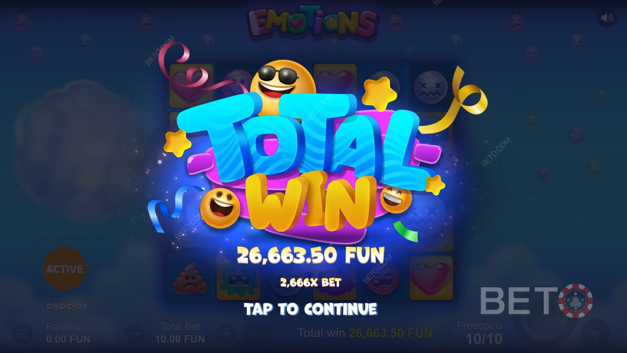 Vinn 15 000 gånger din insats i Emotions Slot Online!
