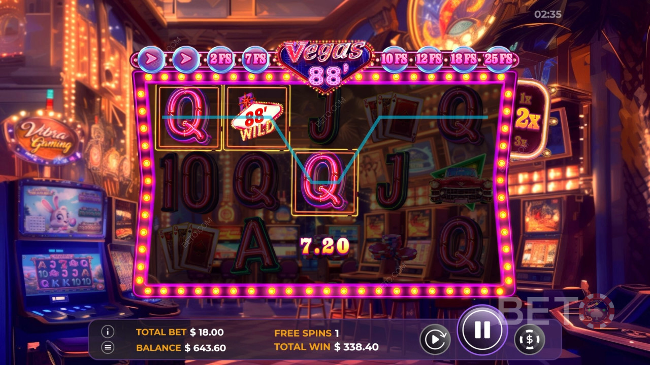 Vinn 2 600 gånger din insats i Vegas 88 Video Slot!