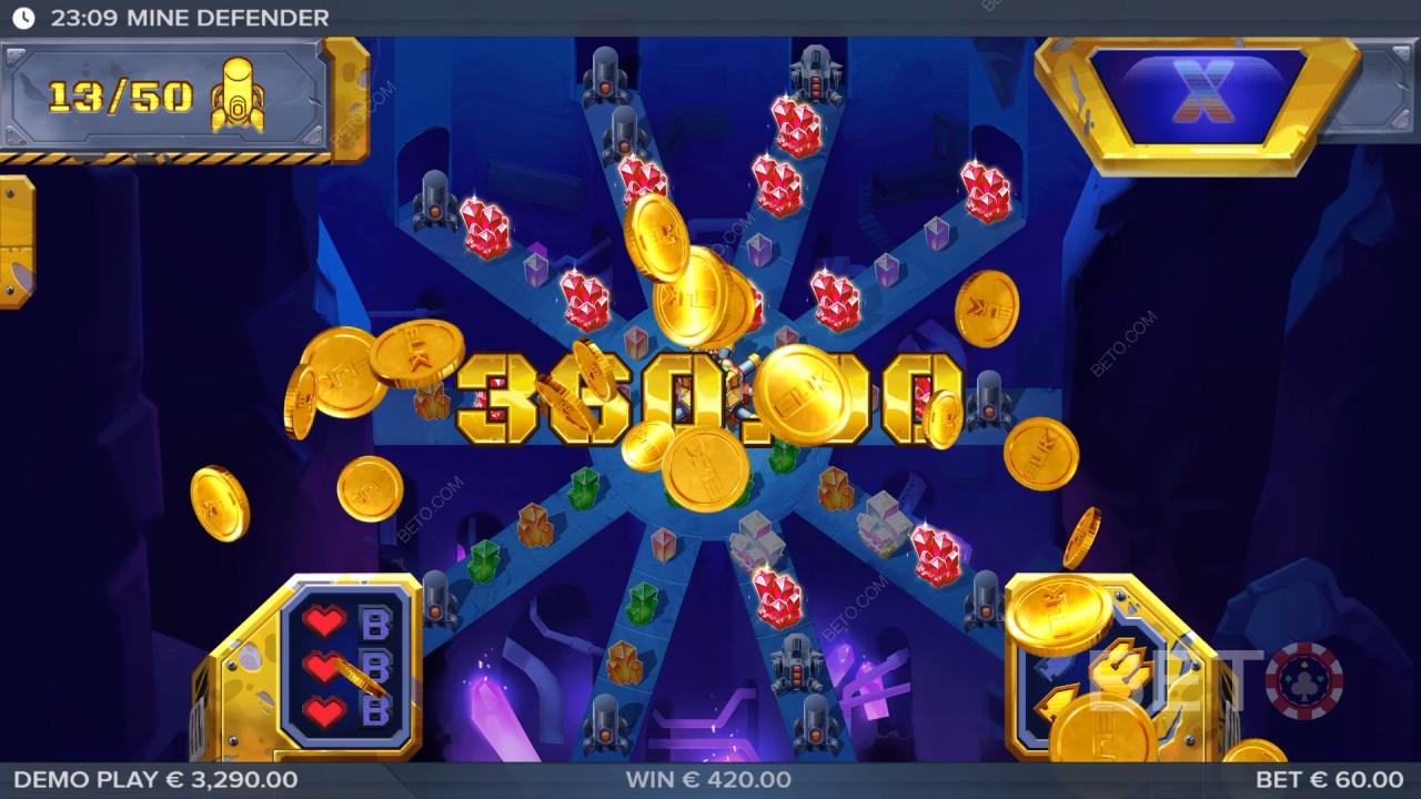 Bonusfunktioner förklaras i Mine Defender av ELK Studios