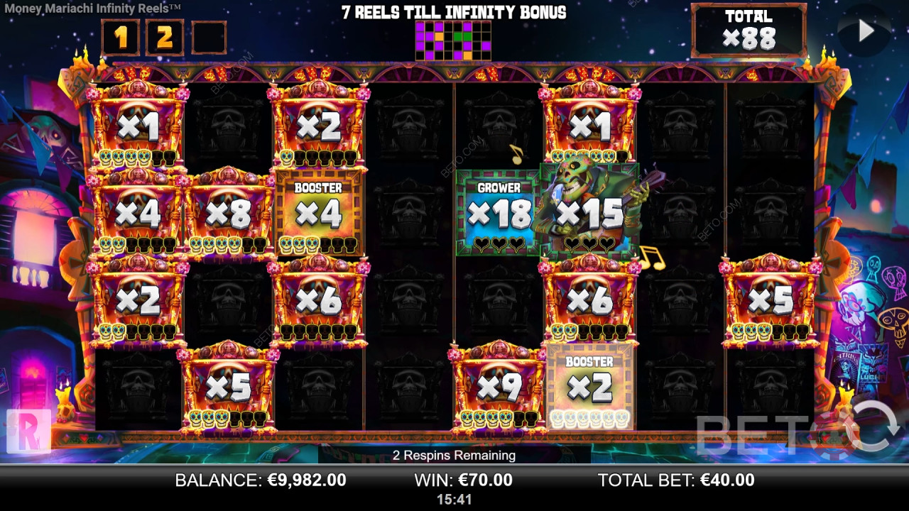 Bonusfunktioner förklarade i Money Mariachi Fiesta Infinity Reels av Reel Play