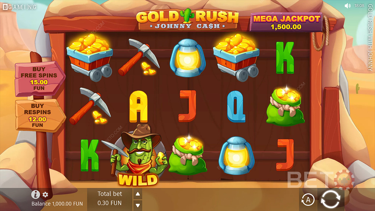 Köp direkt de bonusar du vill ha i Gold Rush With Johnny Cash casinospel
