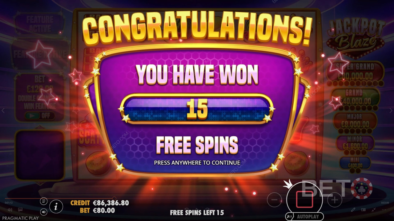 Vinn 5 000 gånger din insats i Jackpot Blaze Slot!