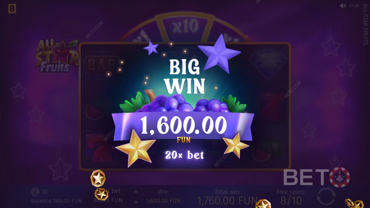 Vinn 1 500 gånger din insats i All-Star Fruits Slot!