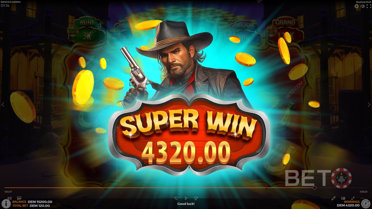 Vinn 5 105 gånger din insats i Mustang Rush Online Slot!