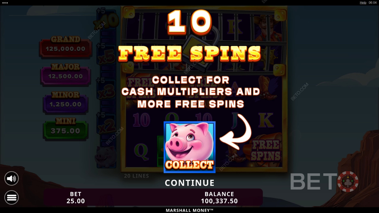 Vinn 15 472 gånger din insats i Marshall Money Slot!