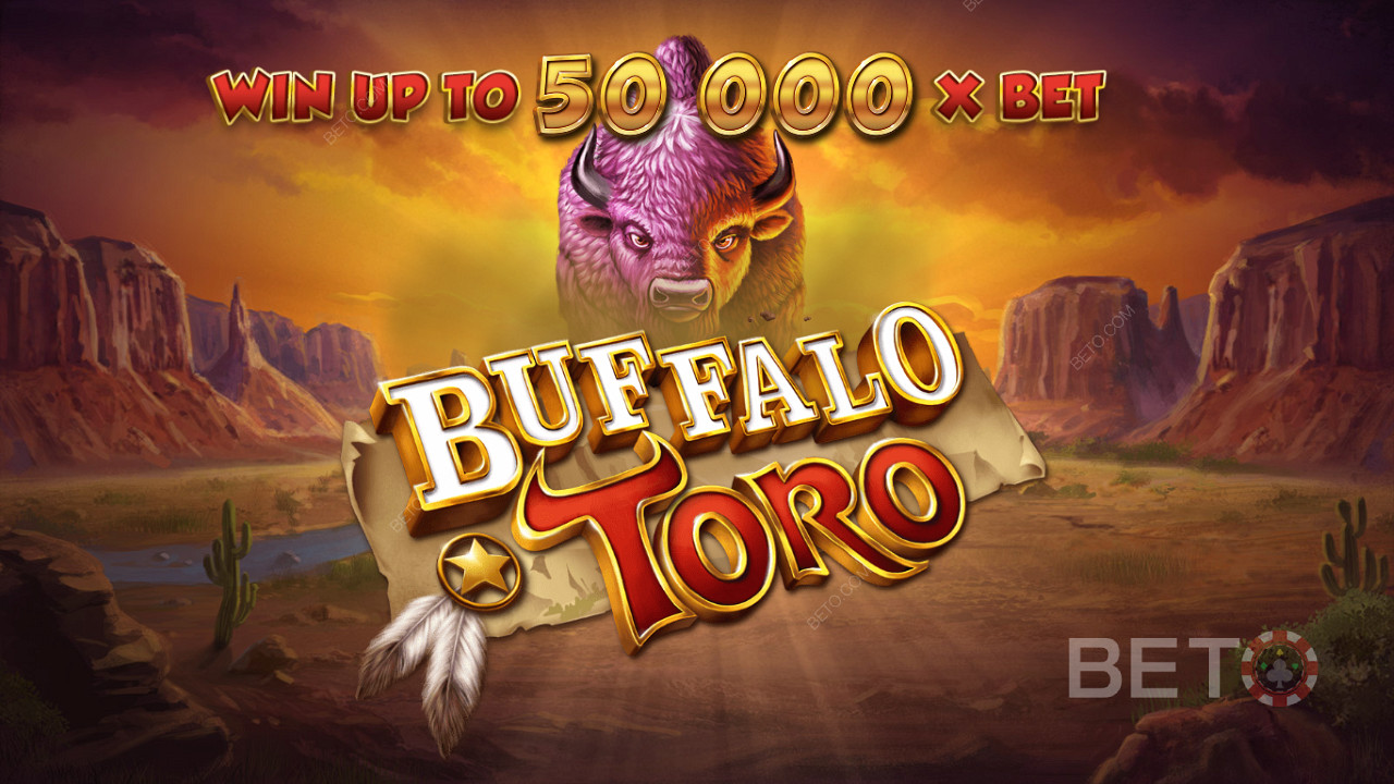 Vinn upp till 50 000x din insats i spelautomaten Buffalo Toro online.