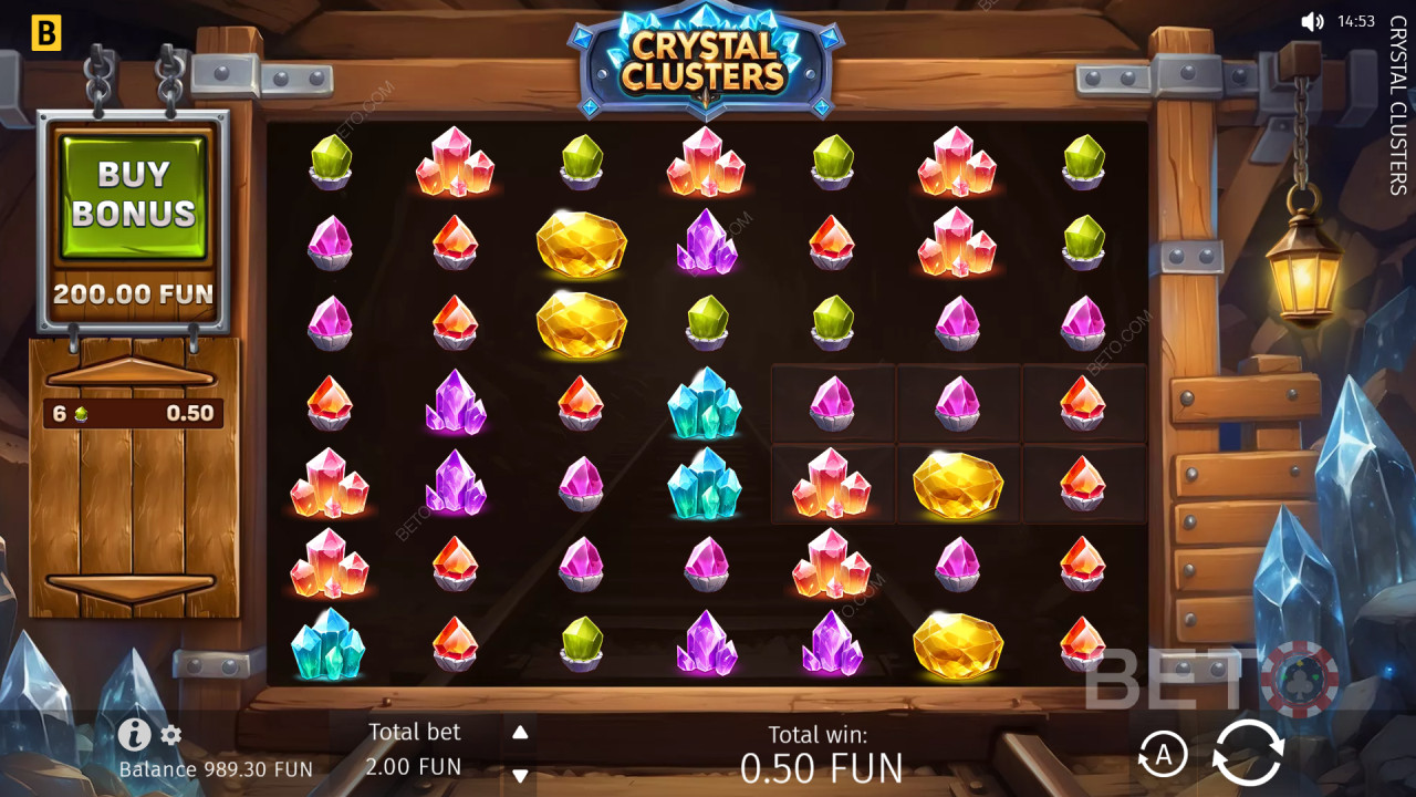 Bonusfunktionerna i Crystal Clusters från BGaming förklarade
