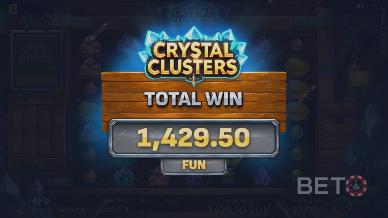 Vinn 5 000 gånger din insats i online-spelautomaten Crystal Clusters!