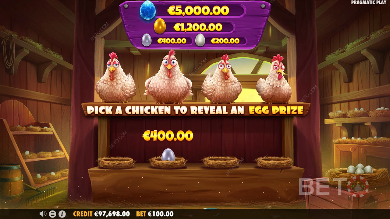 Bonusfunktioner förklaras i Chicken Chase av Pragmatic Play