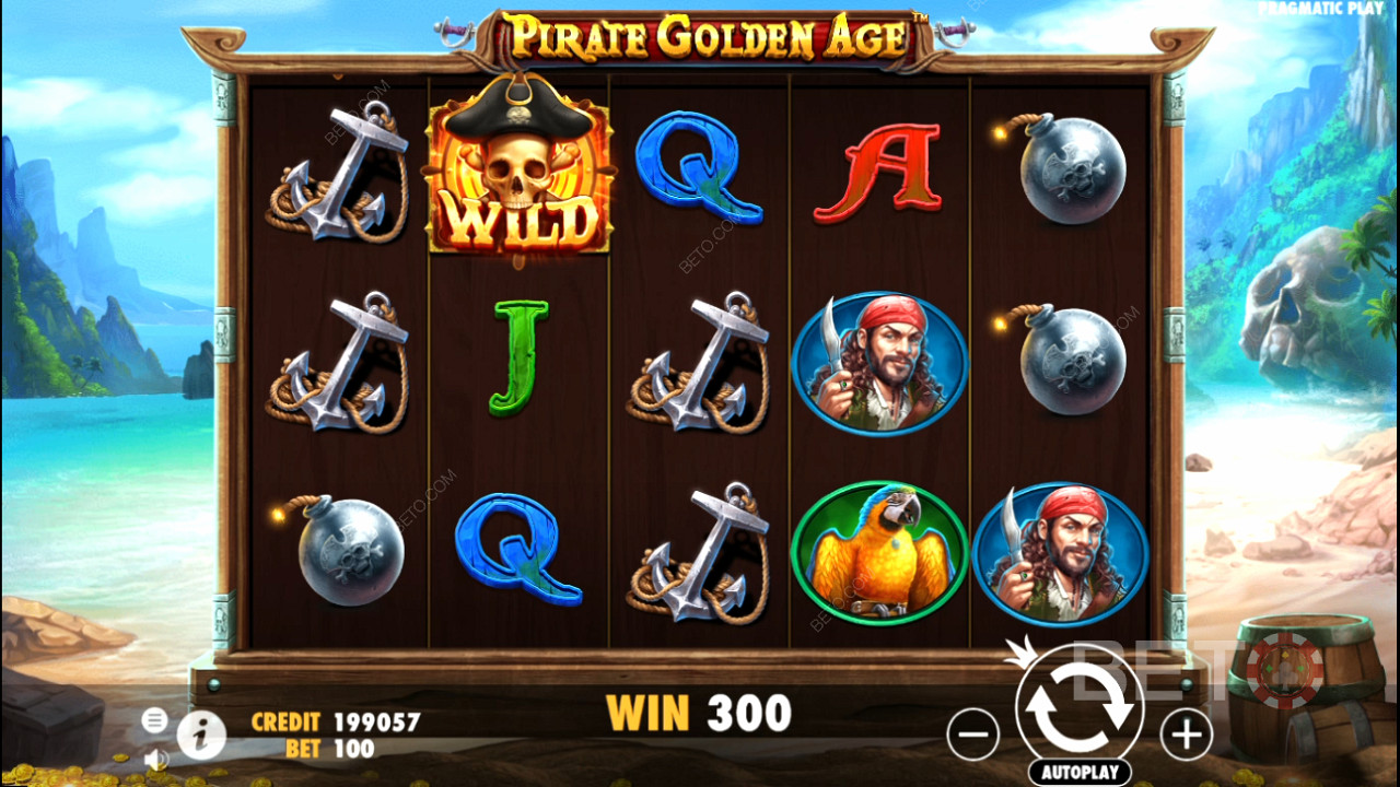 Även de vanliga vinstsymbolerna kan ge stora vinster i Pirate Golden Age slot