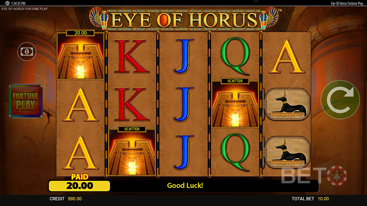 Utdöme för Eye of Horus Fortune Play Online slot