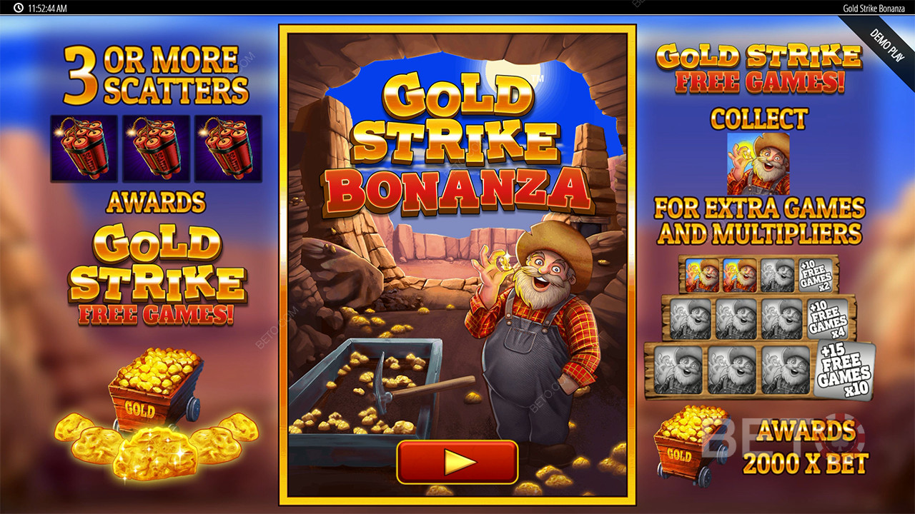 Bonusfunktioner förklarade i Gold Strike Bonanza Fortune Play by Blueprint