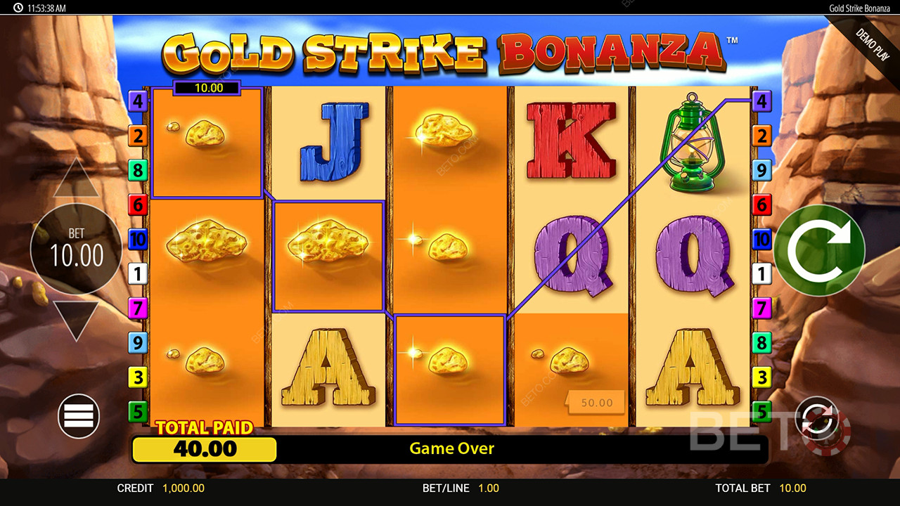 Vinn 2 500 gånger din insats i spelautomaten Gold Strike Bonanza Fortune Play!