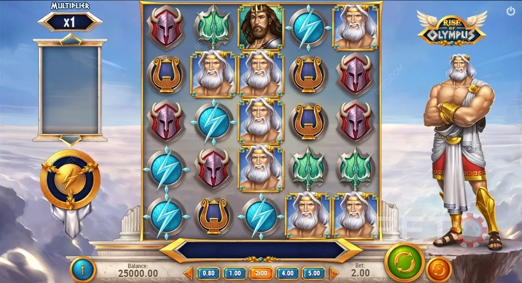 Spela Rise of Olympus som ger dig 3 bonusfunktioner och gudasymboler