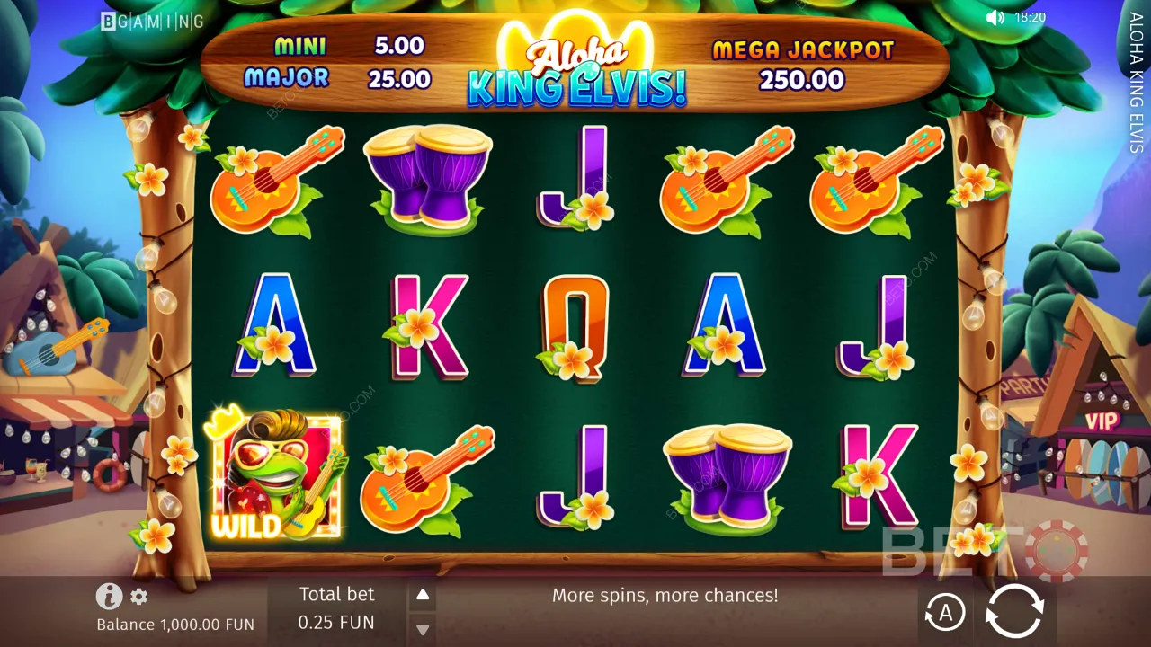 Exempel på spelupplägg i Aloha King Elvis