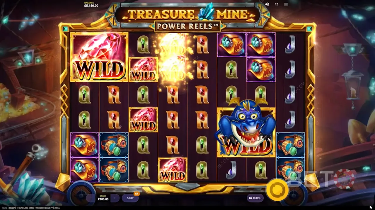 Spelet i Treasure Mine Power Reels video slot