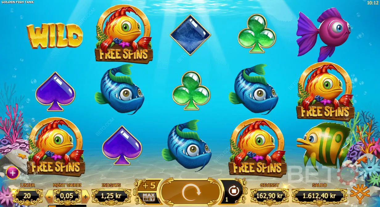 Exempel på spelupplägg av Golden Fish Tank